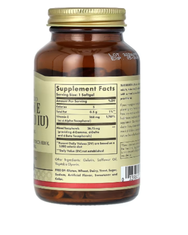 Solgar, Naturally Sourced Vitamin E, 268 mg (400 IU), 100 Softgels