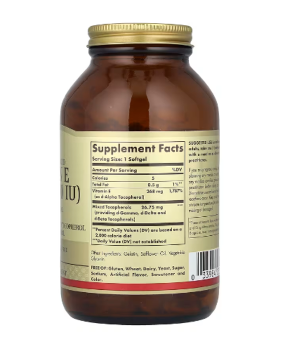 Solgar, Naturally Sourced Vitamin E, 268 mg (400 IU), 250 Softgels