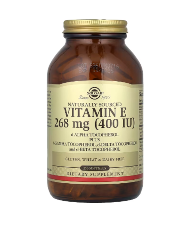 Solgar, Naturally Sourced Vitamin E, 268 mg (400 IU), 250 Softgels
