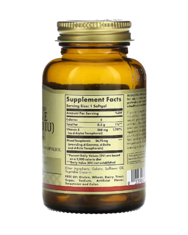 Solgar, Naturally Sourced Vitamin E, 268 mg (400 IU), 50 Softgels