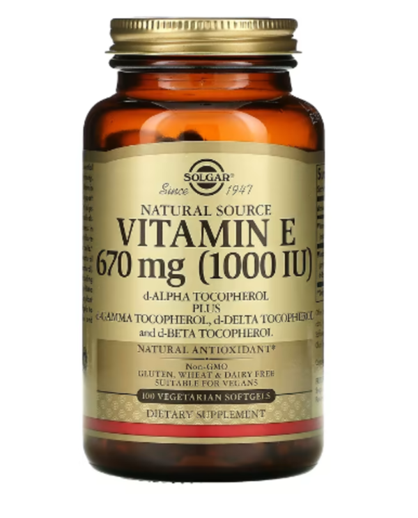 Solgar, Naturally Sourced Vitamin E, 670 mg (1,000 IU), 100 Vegetarian Softgels
