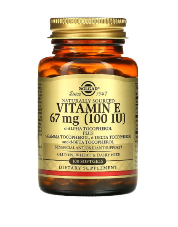 Solgar, Naturally Sourced Vitamin E, 67 mg (100 IU), 100 Softgels