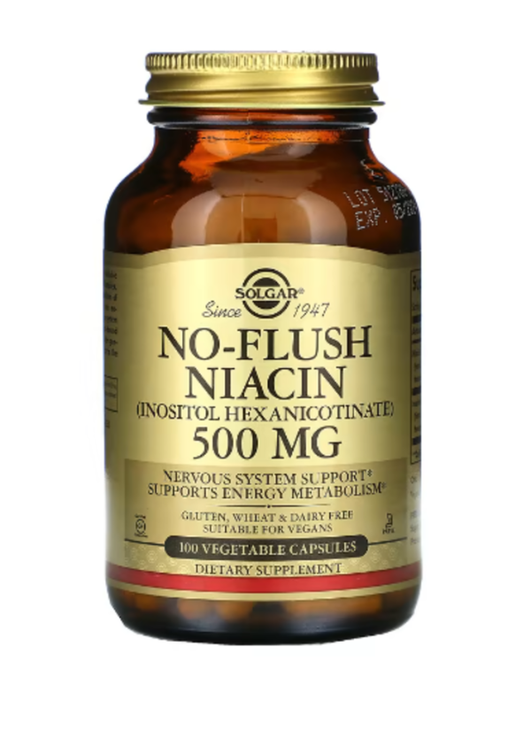Solgar, No-Flush Niacin, 500 mg, 100 Vegetable Capsules