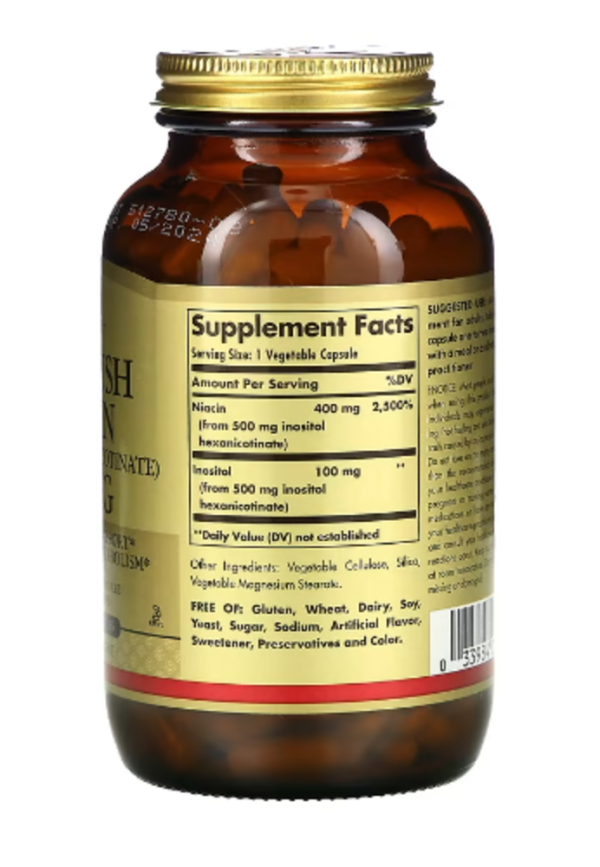 Solgar, No-Flush Niacin, 500 mg, 250 Vegetable Capsules