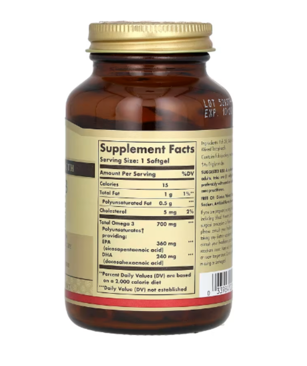 Solgar, Omega-3, Double Strength, 700 mg, 60 Softgels