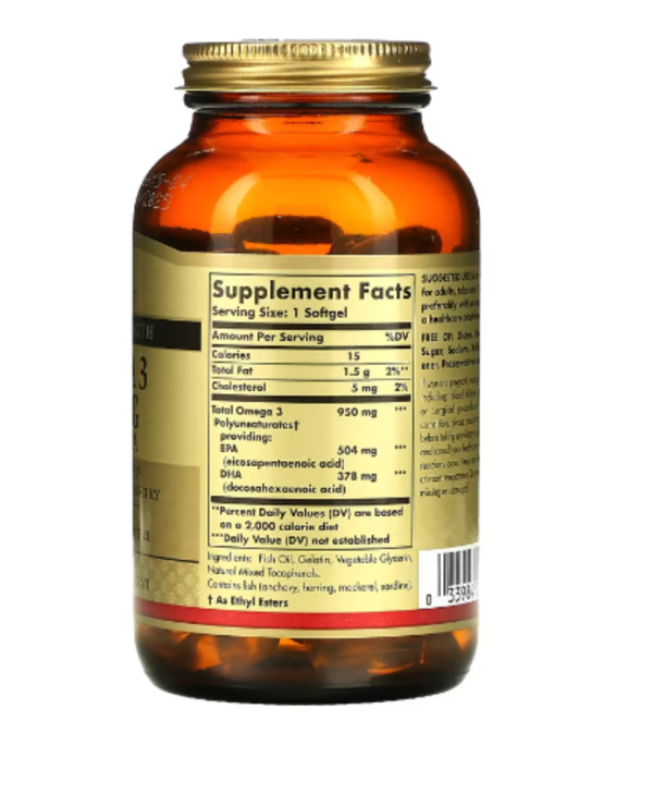 Solgar, Omega 3, EPA & DHA, Triple Strength, 950 mg, 100 Softgels