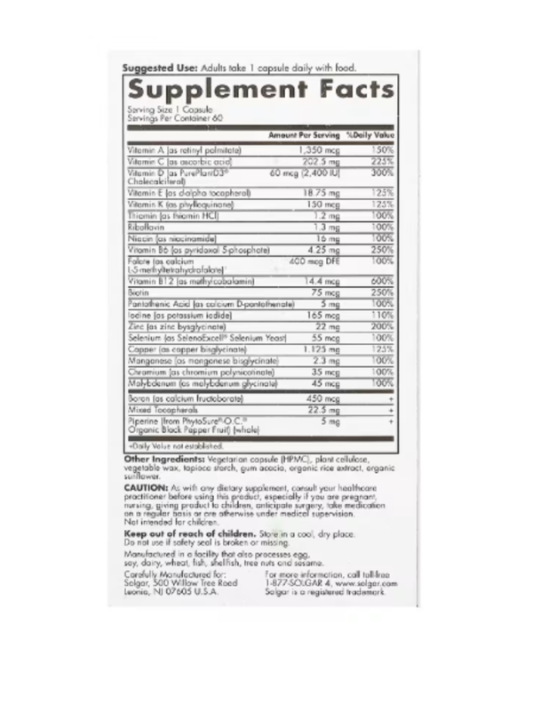 Solgar, One Daily Men's Multi 50+, 60 Capsules