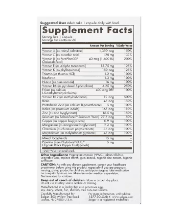 Solgar, One Daily Men's Multi, 60 Capsules