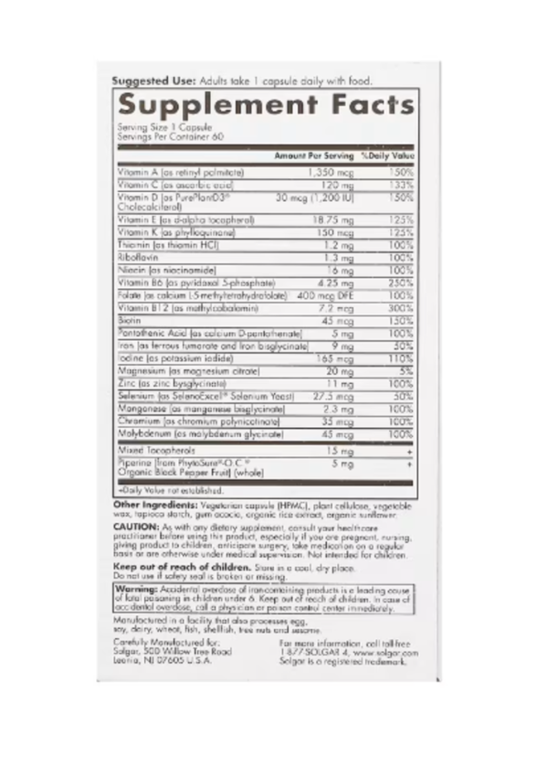 Solgar, One Daily Women's Multi, 60 Capsules