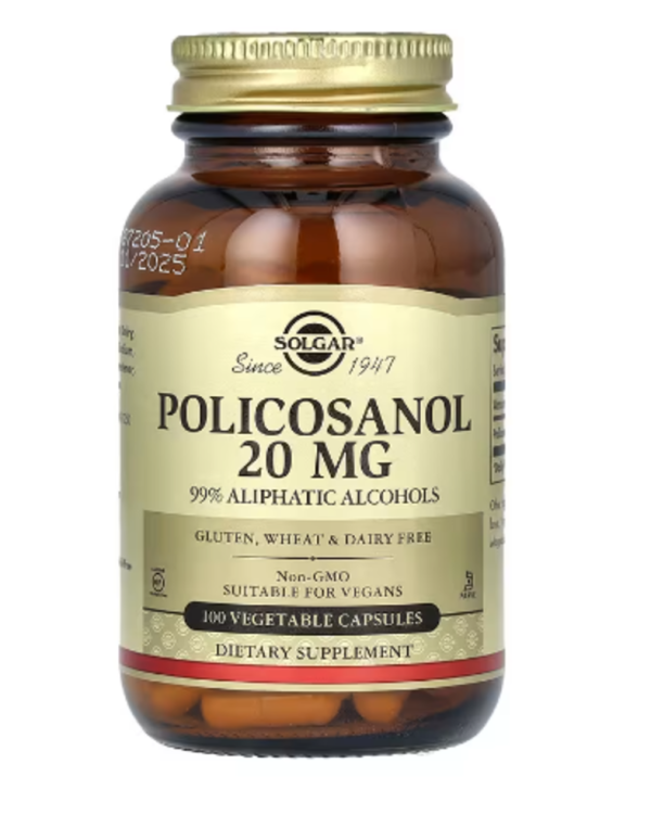 Solgar, Policosanol, 20 mg, 100 Vegetable Capsules