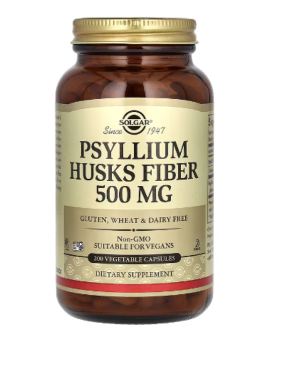 Solgar, Psyllium Husks Fiber, 1,000 mg, 200 Vegetable Capsules (500 mg per Capsule)