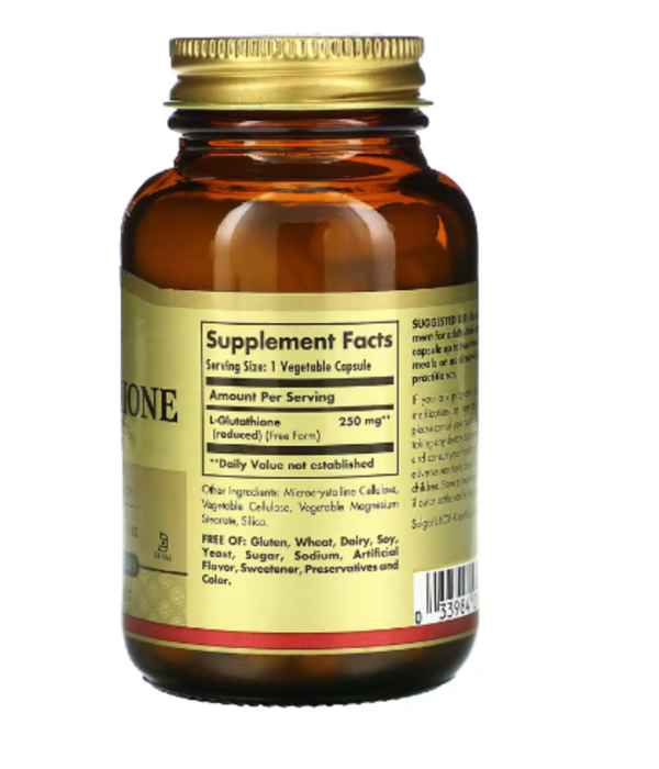Solgar, Reduced L-Glutathione, 250 mg, 60 Vegetable Capsules