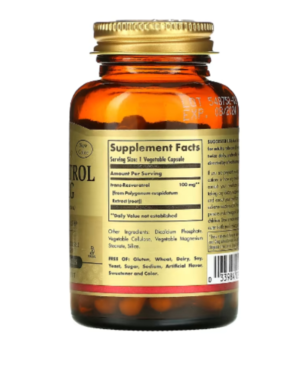 Solgar, Resveratrol, 100 mg, 60 Vegetable Capsules