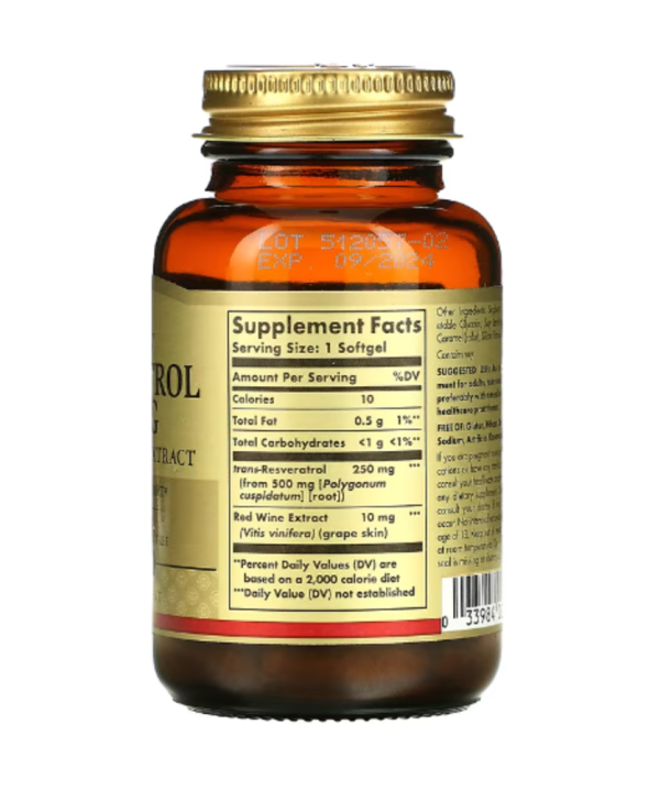 Solgar, Resveratrol, 250 mg, 30 Softgels