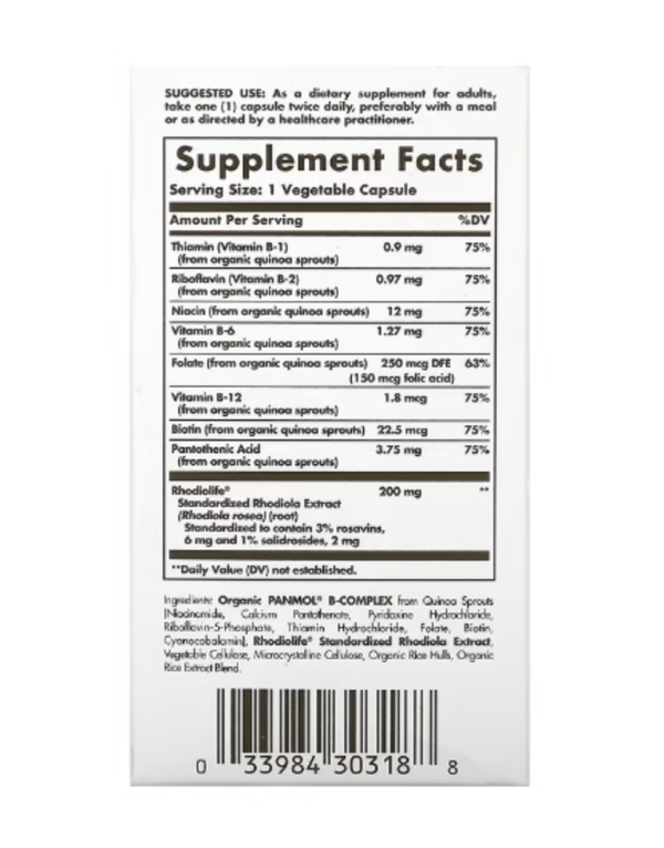 Solgar, Rhodiola & B-Complex, Daily Stress Support, 60 Vegetable Capsules