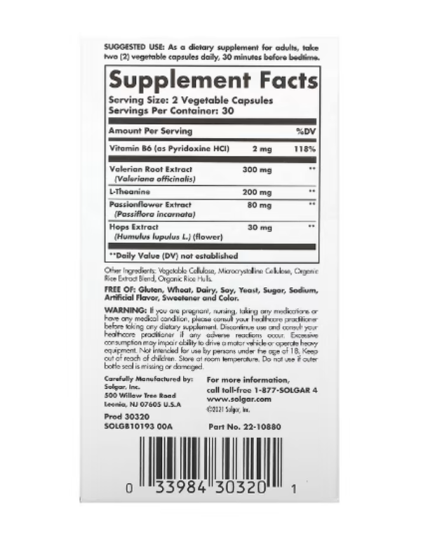 Solgar, Sleep & Stress Support, 60 Vegetable Capsules