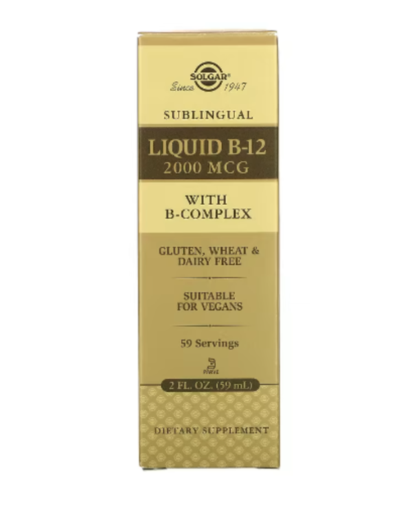 Solgar, Sublingual, Liquid B-12, 2,000 mcg, 2 fl oz (59 ml)