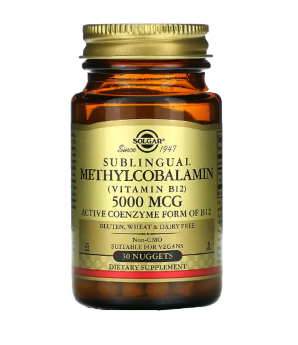 Solgar, Sublingual Methylcobalamin (Vitamin B12), 5,000 mcg, 30 Nuggets