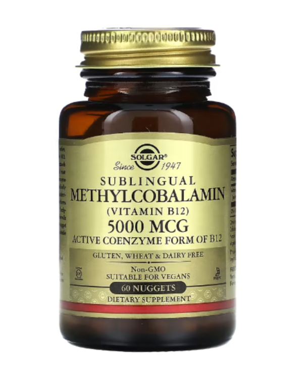 Solgar, Sublingual Methylcobalamin (Vitamin B12), 5,000 mcg, 60 Nuggets