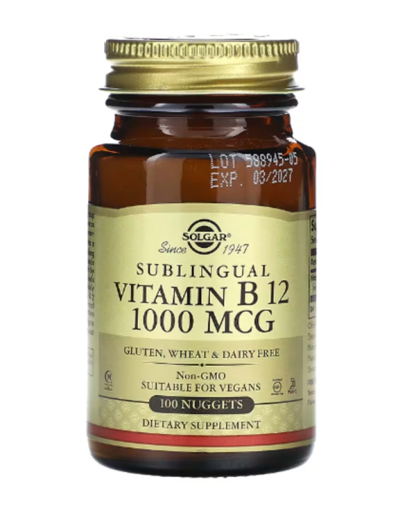 Solgar, Sublingual Vitamin B 12, 1,000 mcg, 100 Nuggets