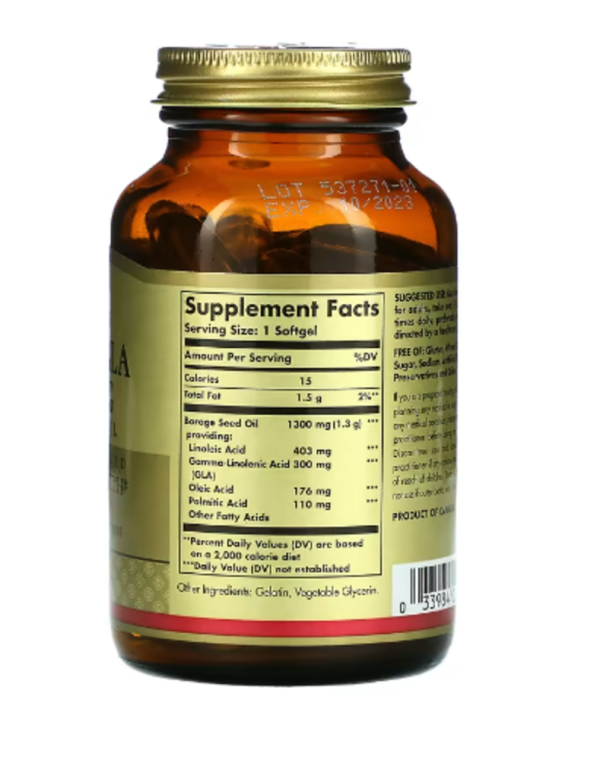 Solgar, Super GLA, Borage Oil, Women's Health, 300 mg, 60 Softgels