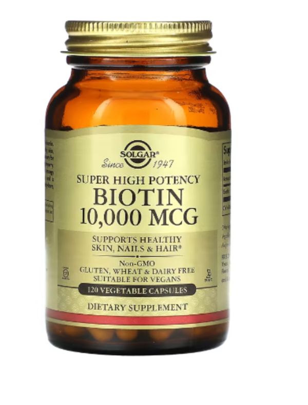 Solgar, Super High Potency Biotin, 10,000 mcg, 120 Vegetable Capsules