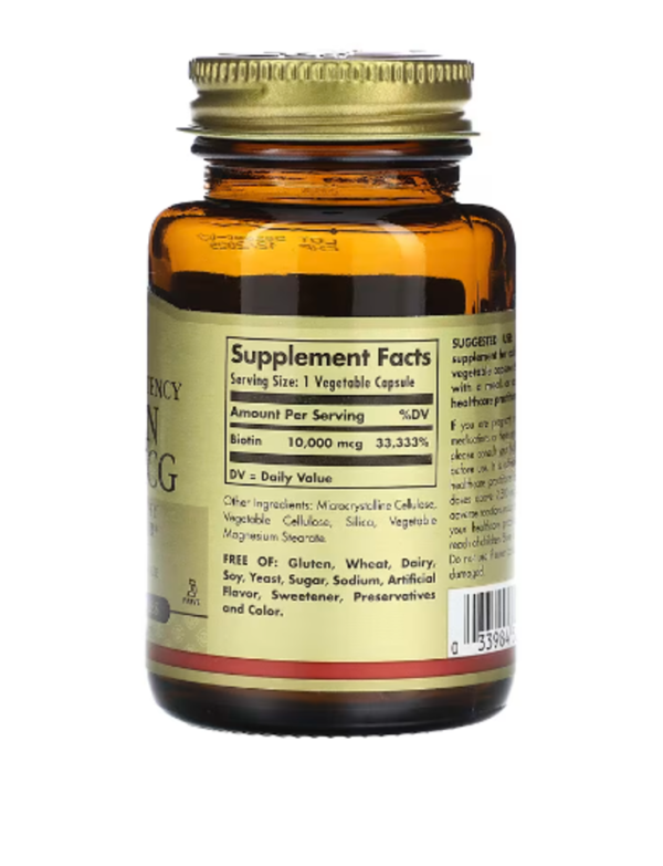 Solgar, Super High Potency Biotin, 10,000 mcg, 60 Vegetable Capsules