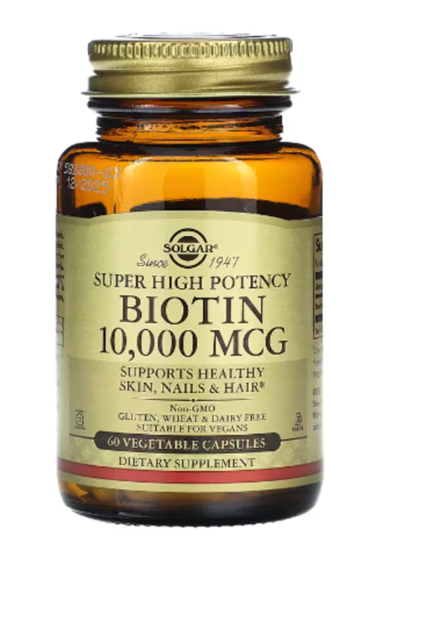 Solgar, Super High Potency Biotin, 10,000 mcg, 60 Vegetable Capsules