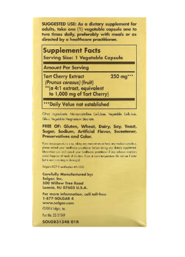 Solgar, Tart Cherry Extract, 1,000 mg, 90 Vegetable Capsules
