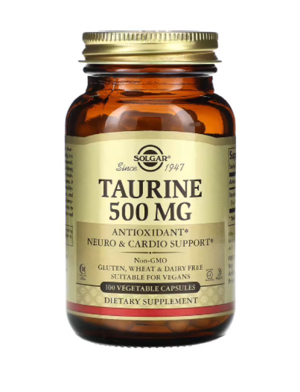 Solgar, Taurine, 500 mg, 100 Vegetable Capsules