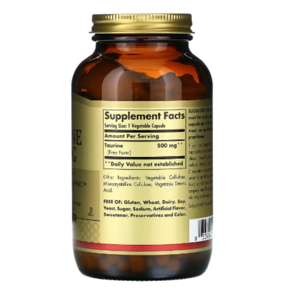 Solgar, Taurine, 500 mg, 250 Vegetable Capsules