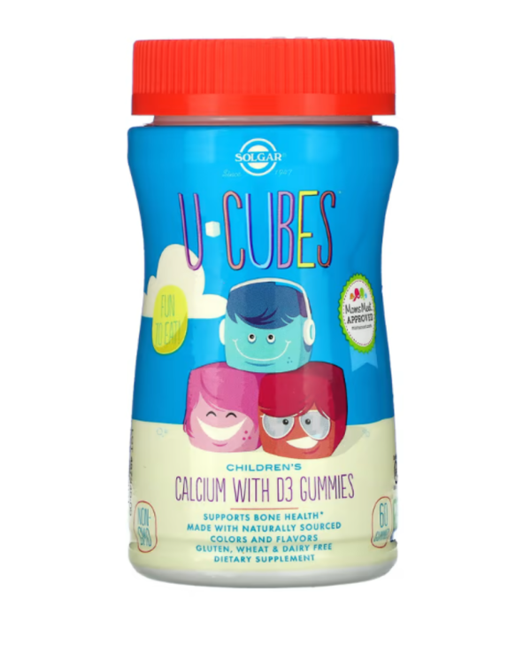 Solgar, U-Cubes, Children's Calcium With D3, Pink Lemonade, Blueberry, Strawberry, 60 Gummies