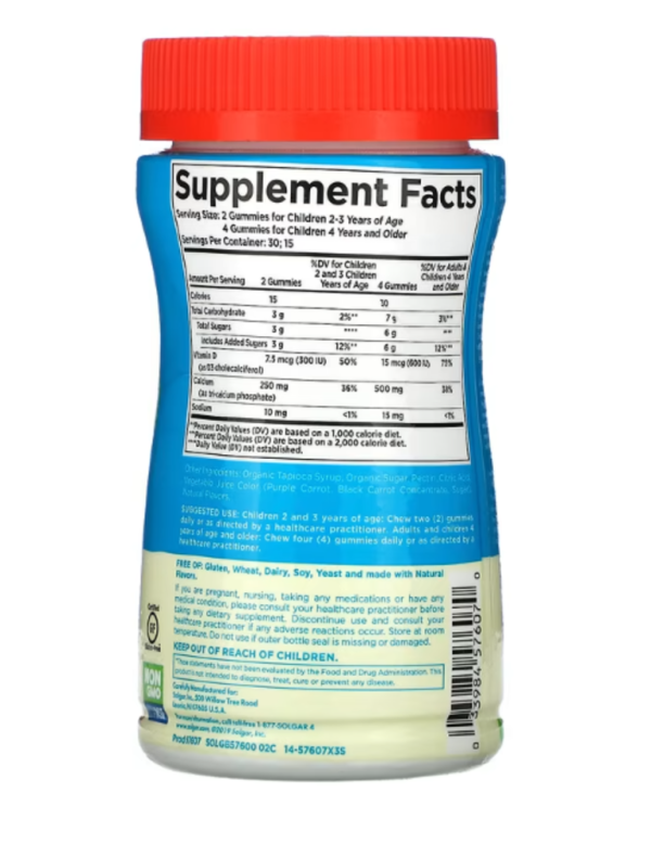 Solgar, U-Cubes, Children's Calcium With D3, Pink Lemonade, Blueberry, Strawberry, 60 Gummies