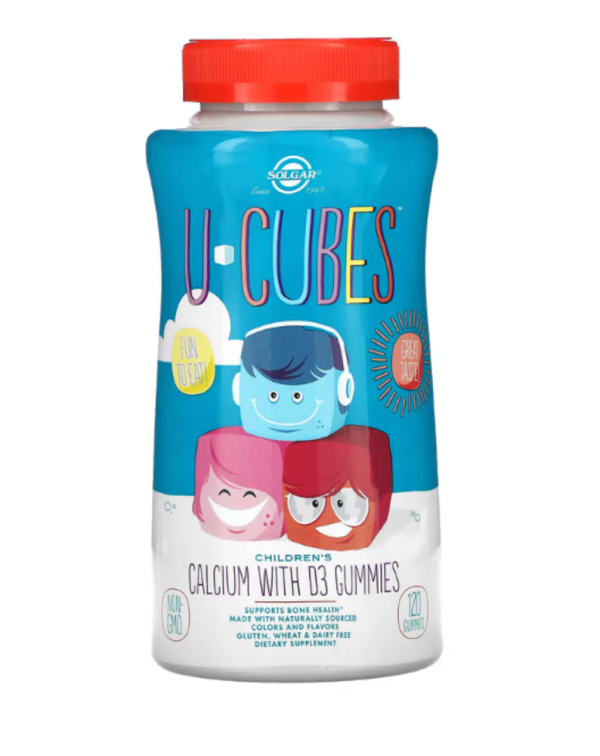 Solgar, U-Cubes, Children's Calcium With D3, Strawberry, 120 Gummies