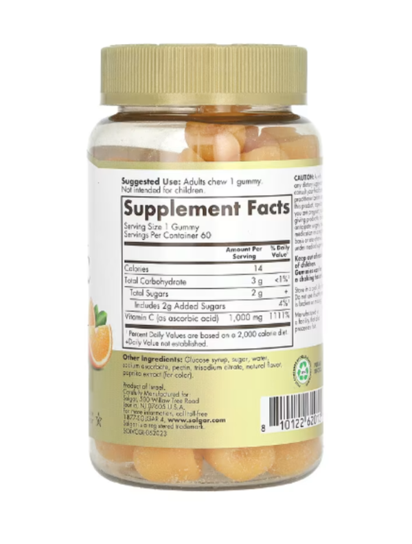 Solgar, Ultra Potency Vitamin C Gummies, Tart Orange, 1,000 mg, 60 Gummies