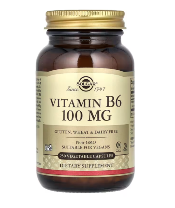 Solgar, Vitamin B6, 100 mg, 250 Vegetable Capsules