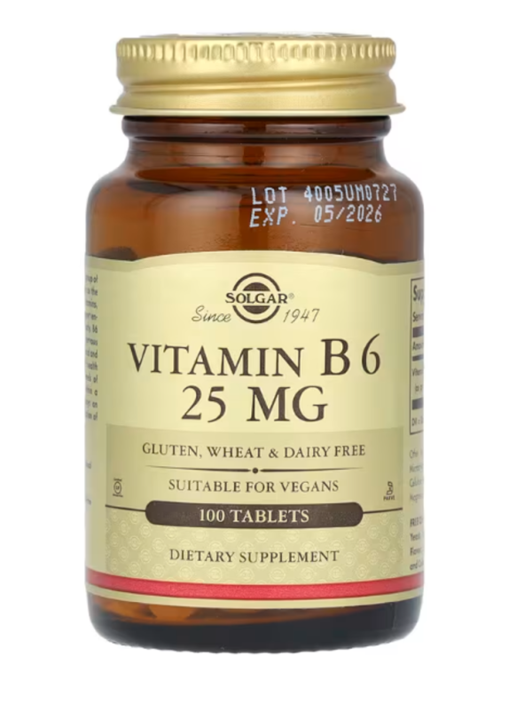 Solgar, Vitamin B6, 25 mg, 100 Tablets
