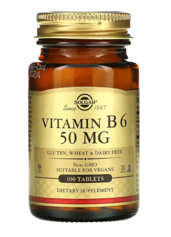 Solgar, Vitamin B6, 50 mg, 100 Tablets
