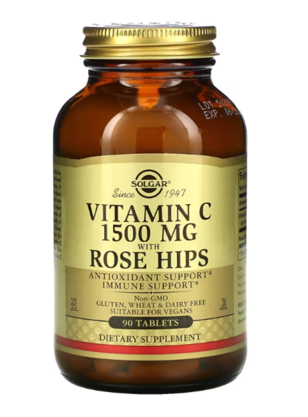 Solgar, Vitamin C with Rose Hips, 1,500 mg, 90 Tablets