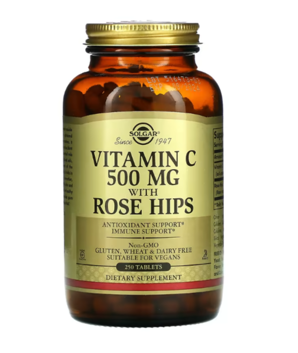Solgar, Vitamin C with Rose Hips, 500 mg, 250 Tablets