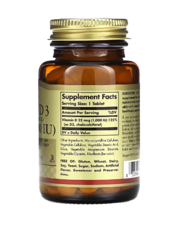 Solgar, Vitamin D3, 25 mcg (1,000 IU), 180 Tablets
