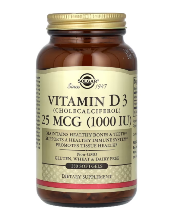 Solgar, Vitamin D3, 25 mcg (1,000 IU), 250 Softgels