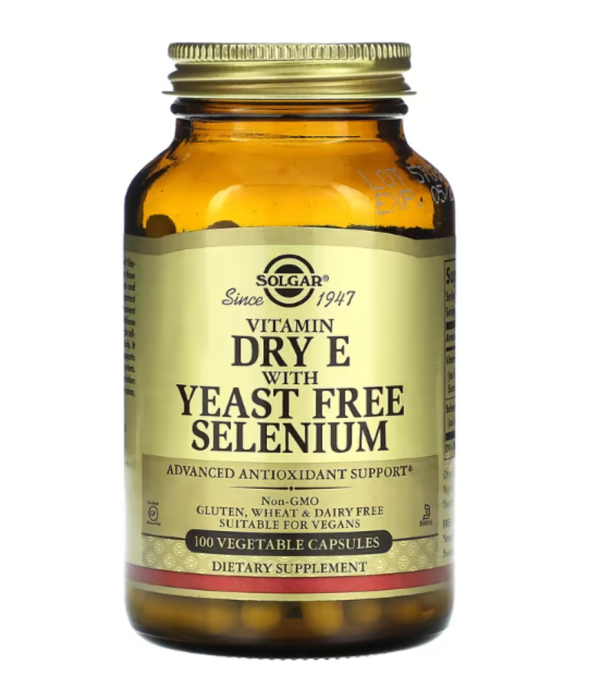 Solgar, Vitamin Dry E with Yeast Free Selenium, 100 Vegetable Capsules