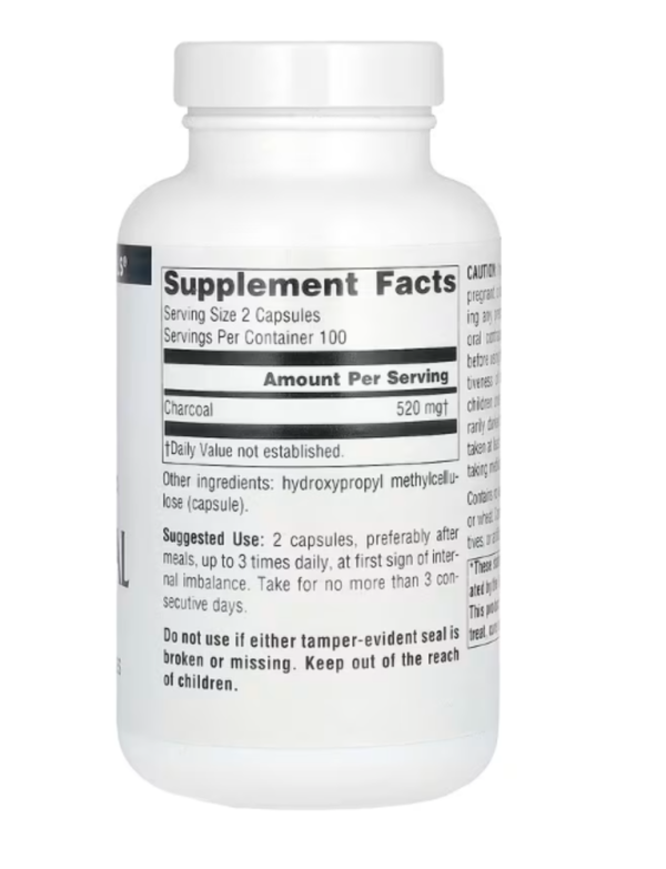 Source Naturals, 100% Pure Activated Charcoal, 260 mg, 200 Capsules