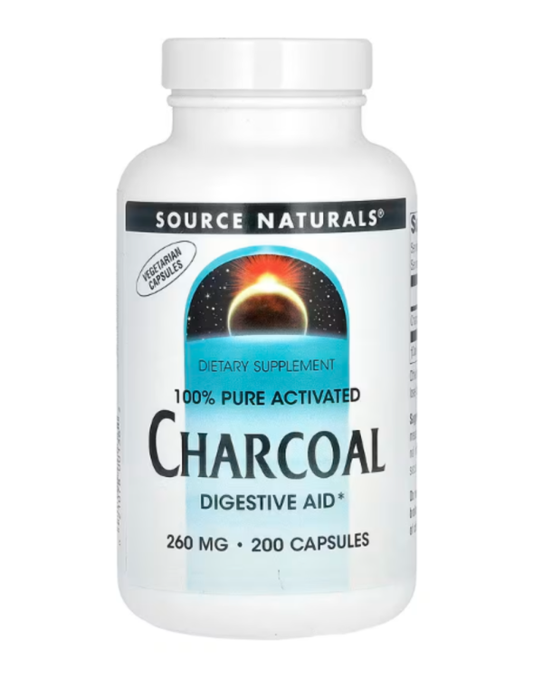 Source Naturals, 100% Pure Activated Charcoal, 260 mg, 200 Capsules
