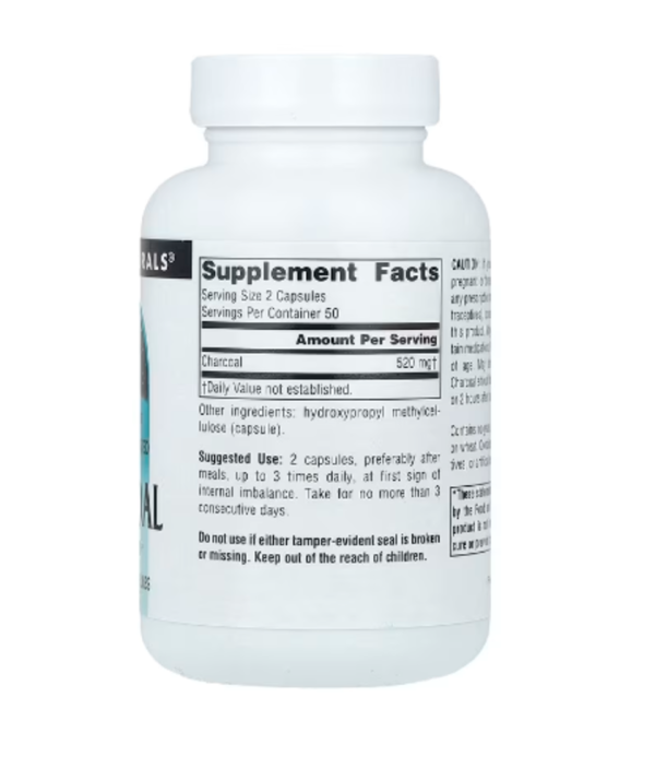 Source Naturals, 100% Pure Activated Charcoal, 520 mg, 100 Capsules (260 mg Per Capsule)
