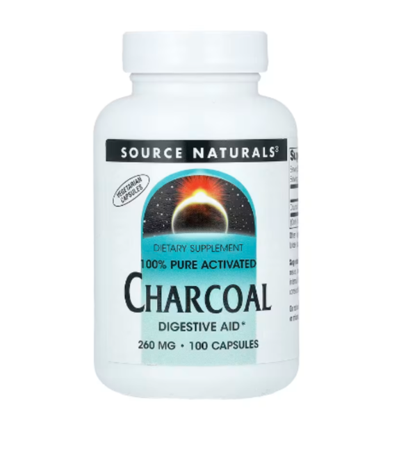 Source Naturals, 100% Pure Activated Charcoal, 520 mg, 100 Capsules (260 mg Per Capsule)