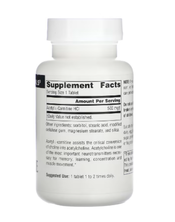 Source Naturals, Acetyl L-Carnitine, 500 mg, 60 Tablets