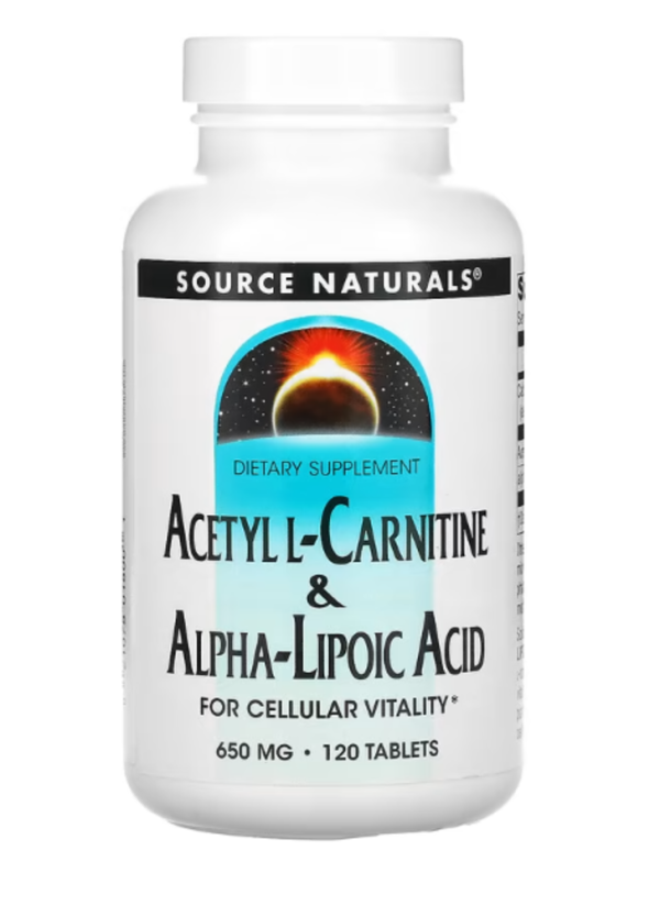 Source Naturals, Acetyl L-Carnitine & Alpha-Lipoic Acid, 650 mg, 120 Tablets