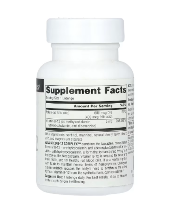 Source Naturals, Advanced B-12 Complex, 5 mg, 60 Lozenges